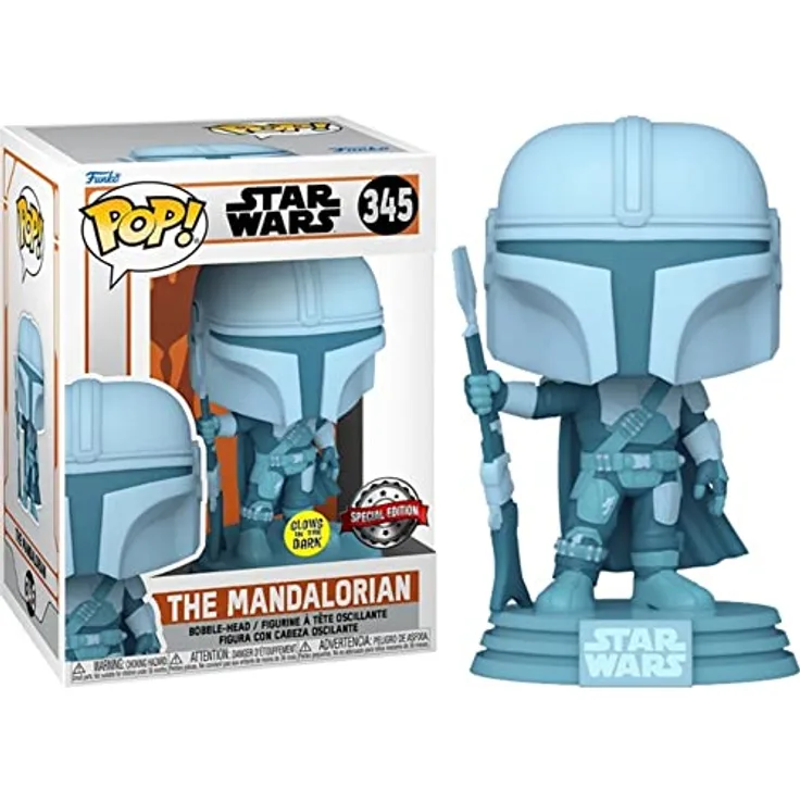 Funko Pop Star Wars The Mandalorian Holographic #345, Sammelfigur mit leuchtendem Hologramm in exklusiver Entertainment Earth Edition