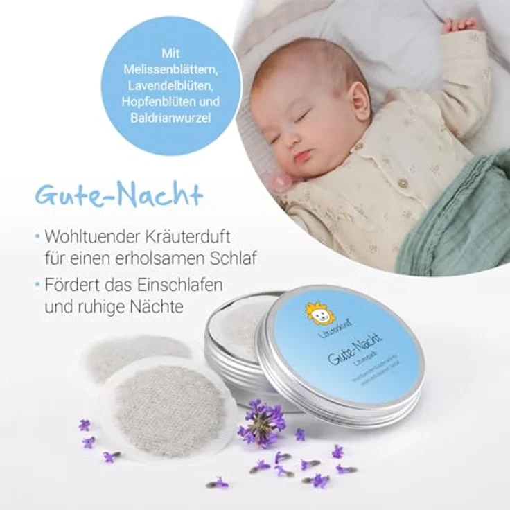 Löwenkind Einsteigerbox "Mini", grau mit Rotznäschen- und Gute-Nacht-Pads zur natürlichen Unterstützung bei verstopfter Nase und Schlafproblemen bei Babys bis 4 Jahren – Bild 3