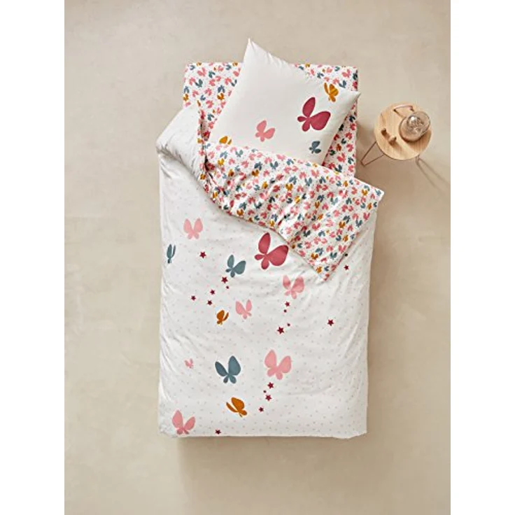 Vertbaudet Bettwäsche-Set für Kinder Schmetterlinge rosa Bedruckt 140X200 - Kissen 50X75 – Bild 2