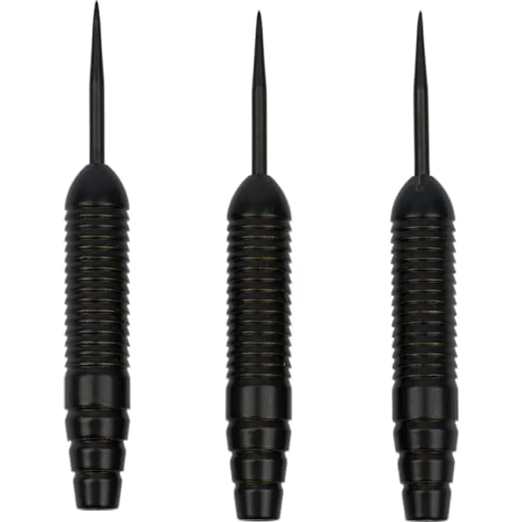 Kings Dart Dart Barrel-Set Black Star, 3 Steeldart Barrels aus massivem Messing, 24 g, 51 mm Länge, 6 mm Durchmesser, Shark Grip für sicheren Halt, passend für alle Schäfte