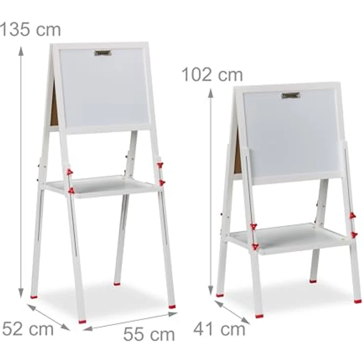 Relaxdays Kinderstandtafel, Höhenverstellbare Maltafel mit Whiteboard und Kreidetafel, für kreatives Spielen und Lernen – Bild 4