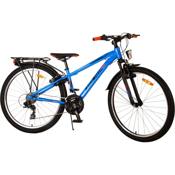 Volare Kinderfahrrad Cross 26 Zoll Blau, 18 Gänge - Hochwertiges Fahrrad für Jungen mit Handbremsen und Gepäckträger