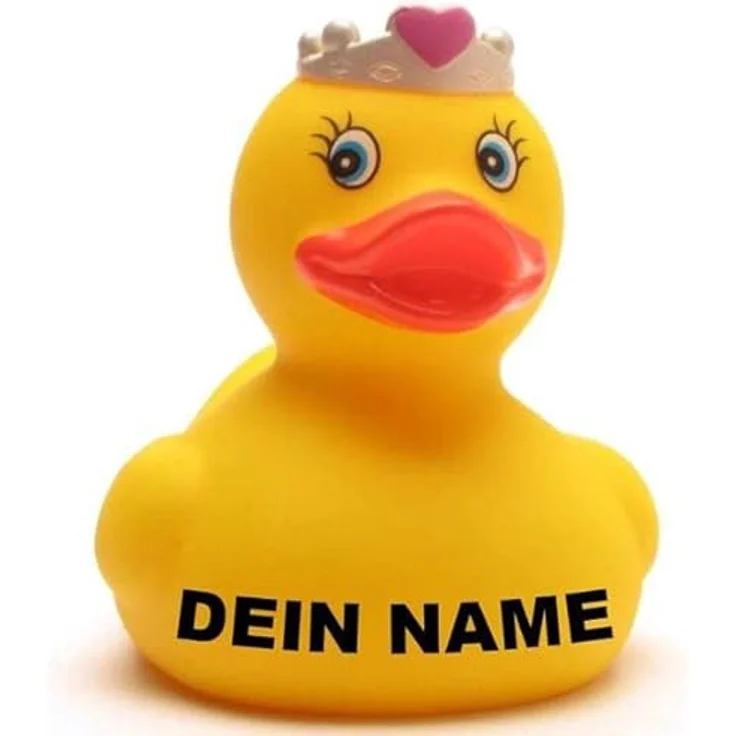 Duckshop Badeente - personalisierbar (Prinzessin Ente) mit max. 10 Zeichen Wunschtext, 8 cm, aus Vinyl – Bild 1