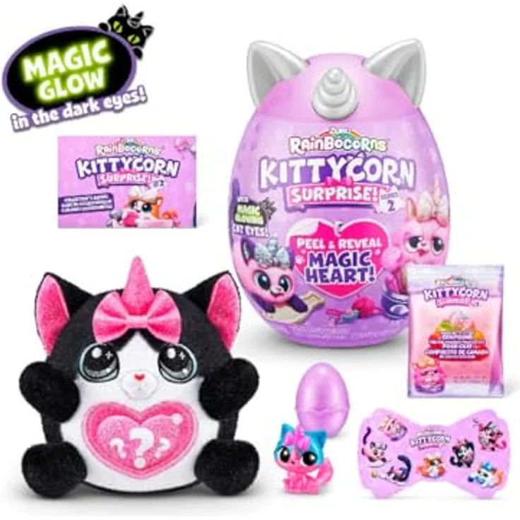 RainBoCorns Plüschfigur Rainbocorns, Kittycorn Surprise Serie 2, leuchtende Augen, magisches Herz, sortierte Charaktere – Bild 5