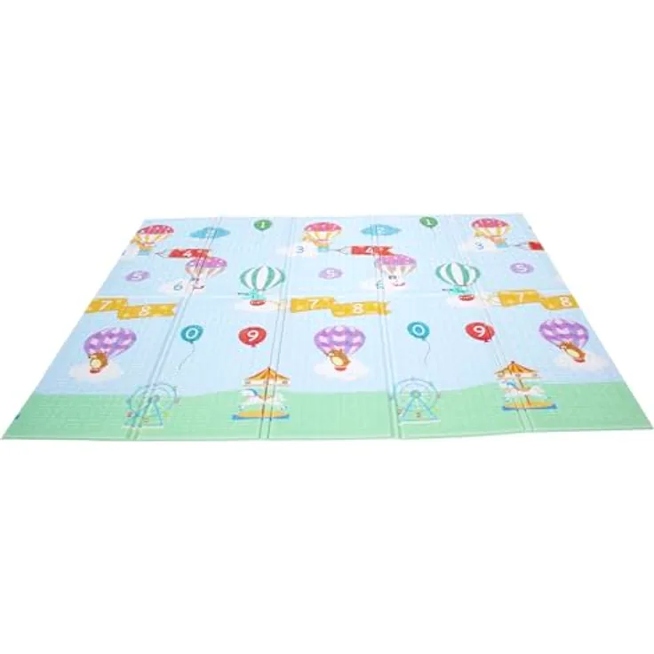 Teamson Kids Fantasy Fields Heißluftballons, Doppelseitige Baby Spielmatte 1.97m x 1.54m mit Schaumstoffpolsterung und Reißverschlusstasche