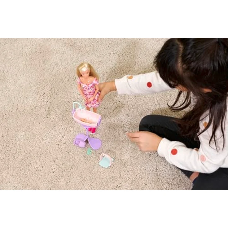 SIMBA Anziehpuppe Steffi Love, Hello Baby, mit wachsendem Bauch und Babybett – Bild 4