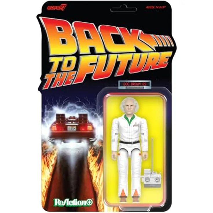 Super7 Zurück in die Zukunft ReAction+ Actionfigur Wave 01 Doc Brown '85, detailgetreue Nachbildung, 3 cm hoch, hochwertiger Kunststoff