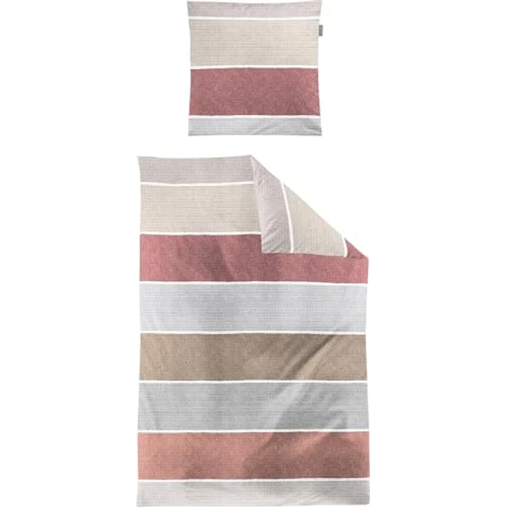 Irisette Bettwäsche Soft-Seersucker rot 135x200 cm (80x80 cm), Kinderbettwäsche mit Wendeoptik und bügelfreiem Material – Bild 1