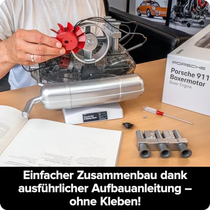 FRANZIS 67224 Bausatz, Funktionsmodell Ur-911er Boxermotor mit 290 beweglichen Einzelteilen, ab 14 Jahre – Bild 5