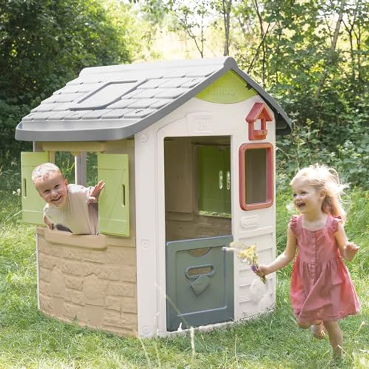 Smoby Jura Lodge Spielhaus, wetterfestes Gartenhaus mit 50% Recycling-Anteil und Vogel-Futterstelle, 115x123x132 cm, für Kinder ab 2 Jahren – Bild 5