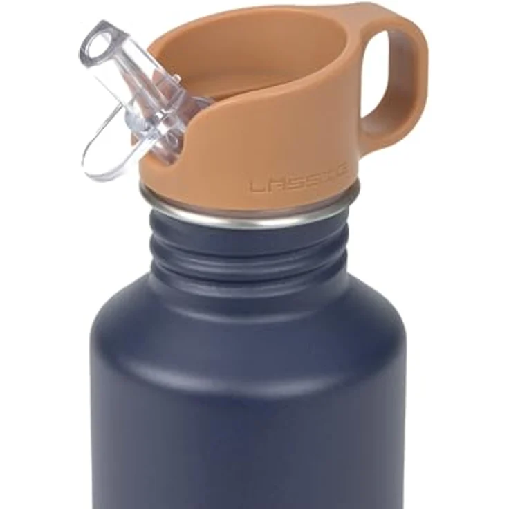 LÄSSIG Edelstahl Trinkflasche 500ml, BPA-frei, auslaufsicher mit Sporttrinkverschluss, Little Gang Smile, navy – Bild 2