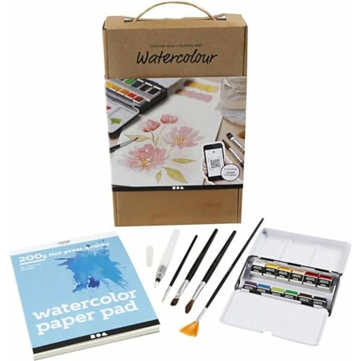 Creativ Starter Bastelset Aquarellfarben, umfassendes Malset mit Anleitungen und Lernvideos – Bild 1
