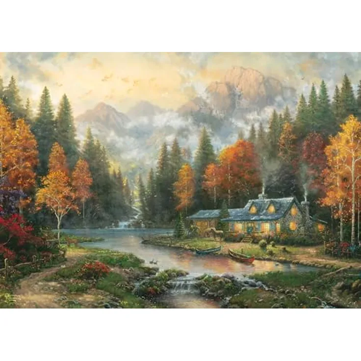 Schmidt Spiele 58784 Herbstabend am See, 1000 Teile Puzzle mit speziellen Puzzleteilen und Mattlack für spiegelfreies Puzzeln