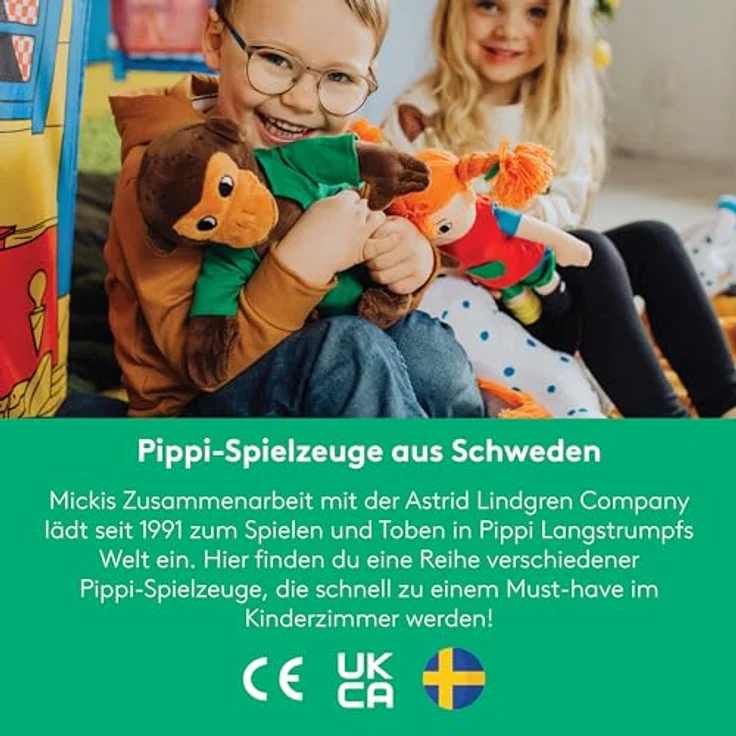 Pippi Langstrumpf Villa Kunterbunt Puppenhaus Bausatz aus Holz – 2-stöckiges Miniatur Haus – Spielzeug ab 4 Jahre – inkl. Veranda, Türen, Holztreppe, Leiter und Spielmatte, umweltfreundlich (MDF-Holzwerkstoff, Pappkarton) - Schwedisches Design – Bild 5