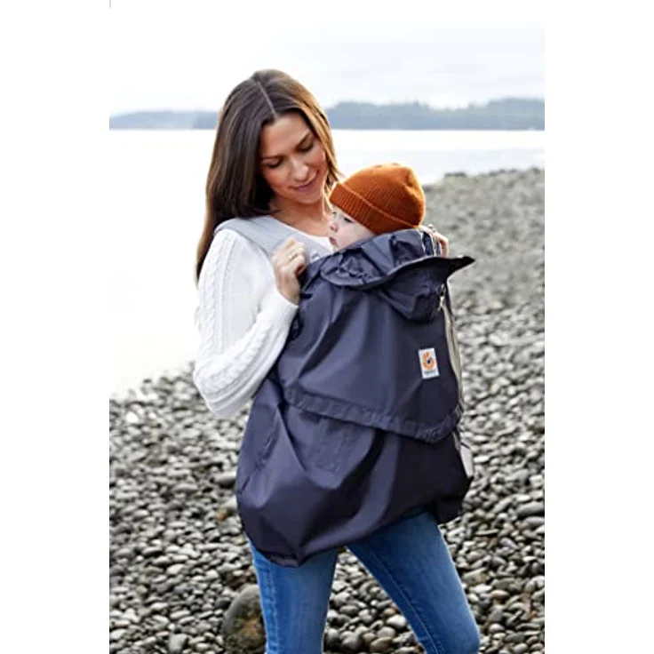 Ergobaby Windcover und Regencover, Windschutz und Regenschutz für alle Ergobaby Babytragen, wasserabweisende Hülle, Charcoal – Bild 3