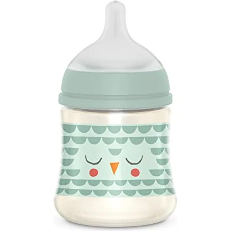 Suavinex, Babyflasche 150 ml mit physiologischem Sauger SX Pro aus Silikon, mit Anti-Colic-Ventil, Langsamer Nahrungsfluss (S), für Neugeborene, für Babys +0 Monate, Bonhomia, Grün
