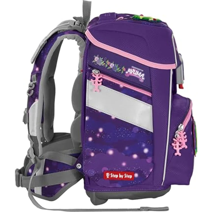Step by Step Schulranzen-Set SPACE Playmobil „Ayuma Leavi“, 5-teilig, ergonomischer Tornister, höhenverstellbar mit Hüftgurt, 20L, lila-pink, Ayuma-Design – Bild 4