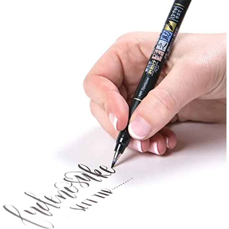 TOMBOW Fudenosuke, Filzstift mit weicher Spitze für Kalligraphie und Handlettering, schwarz – Bild 5