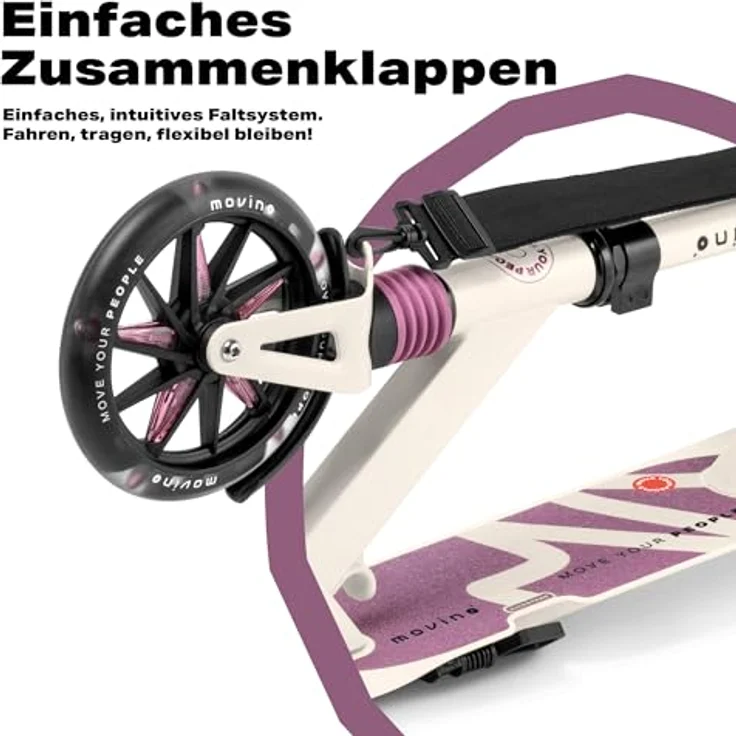 Movino Cityroller MOVINO CITY LIGHT, Stoßdämpfer Scooter mit 180 mm LED-Rollen, max. 100 kg Traglast, stufenlos höhenverstellbar – Bild 12