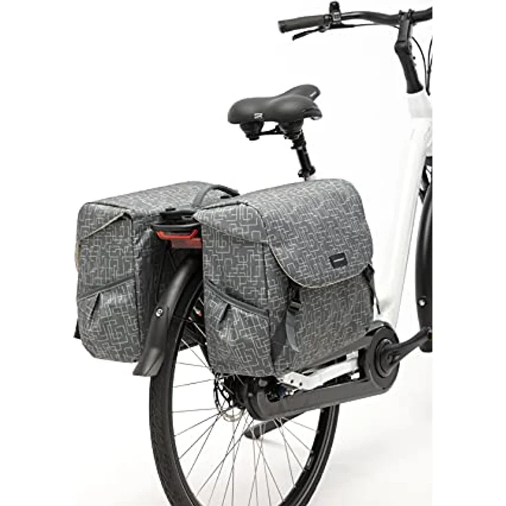 New Looxs Mondi Joy Double MIK Doppeltasche, Ivy Grey, 38 Liter - Wasserabweisende Kinderfahrradtasche – Bild 4