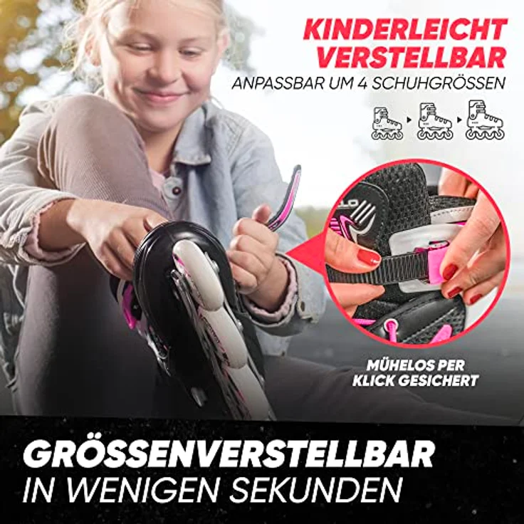 Apollo Super Blades | größenverstellbare Inliner für Kinder | Inliner Damen, Mädchen und Jungen passend in den Größen 31–42 | LED Inlineskates – Bild 2