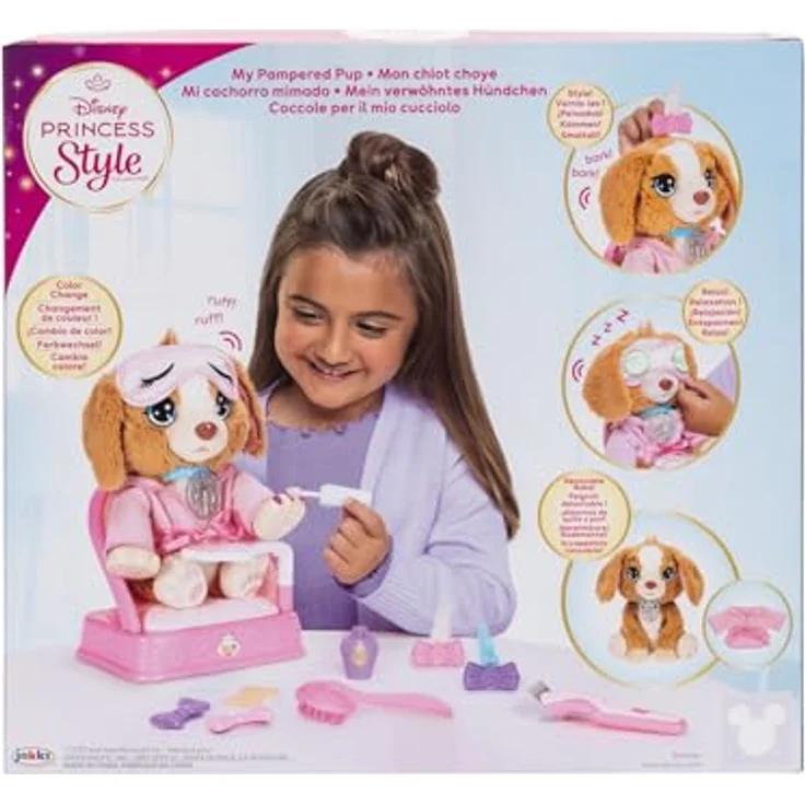 Jakks Pacific Disney Princess Style Collection My Pampered Pup, interaktiver Spielzeug-Hund mit Ton und Farbwechsel-Nägeln, ab 3 Jahren – Bild 9