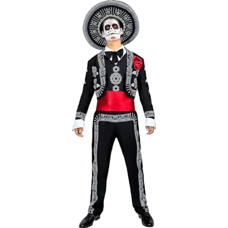 Funidelia Mariachi Kostüm für Herren Tag der Toten Halloween Horror - Größe M Schwarz – Bild 1