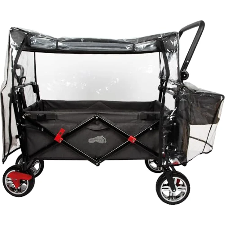 small foot Bollerwagen mit Dach, Ablagekorb, Regenschutz & Transporttasche, bis 80 kg belastbar - Schwarz – Bild 6