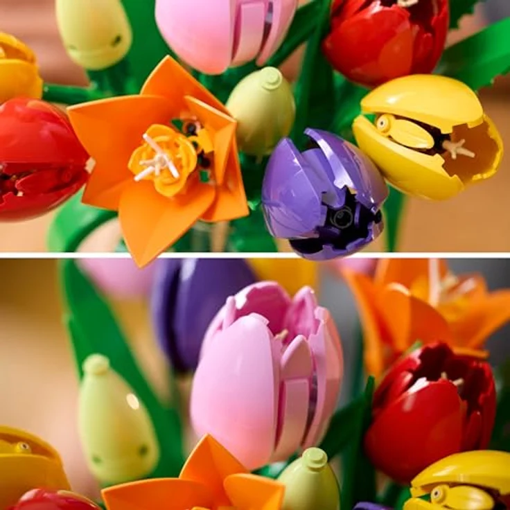 LEGO Botanicals Tulpenstrauß 11501, DIY Bastelset mit 14 künstlichen Tulpen in 5 Farben für Dekoration im Zuhause und Schreibtisch, ideales Geschenk für Frauen – Bild 4