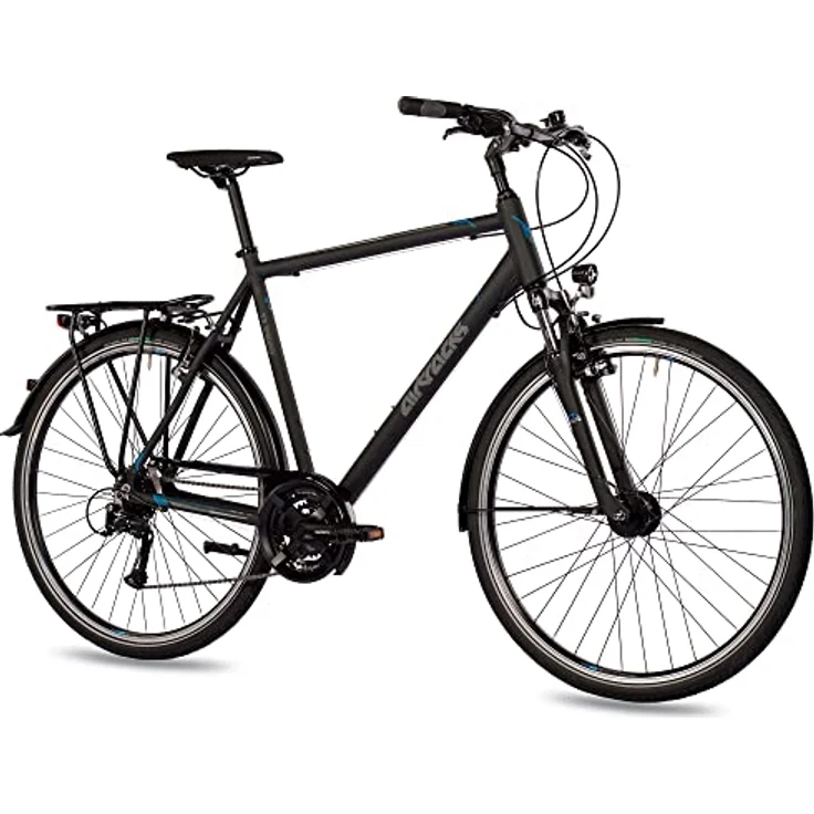 Airtracks Herren Trekking Fahrrad 28 Zoll Trekkingbike TR.2820 Trekkingrad City Bike 24 Gang Shimano ACERA RD-T3000 Kettenschaltung Nabendynamo Schwarz Matt - Herren 60cm Körpergröße 185-195 cm – Bild 1