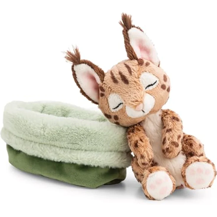 NICI Kuscheltier Karakal 12cm schlafend im Körbchen, braun, weiches Plüschtier aus recyclebarem Material, ideal zum Kuscheln und Spielen, perfekte Geschenkidee - 62874 – Bild 3