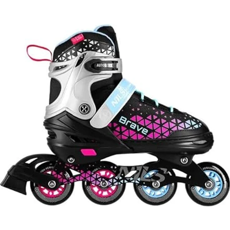 NILS Brave 4-in-1 Inline Skates, Verstellbare Schlittschuhe für Erwachsene und Teenager, Schwarz-Pink-Blau – Bild 3
