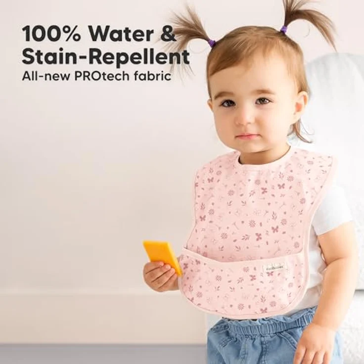 KeaBabies Presto Lätzchen Baby 3er-Pack, Wasserdicht mit Auffangschale, Schmutzabweisend, Abwaschbar, für Jungen und Mädchen (Butterflies) – Bild 2