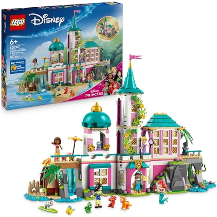 LEGO Disney Princess 43267 Prinzessinnenschloss mit Haustieren, 787 Teile, dreigeschossig, mehrfarbig, inkl. 10 Mini-Figuren – Bild 1