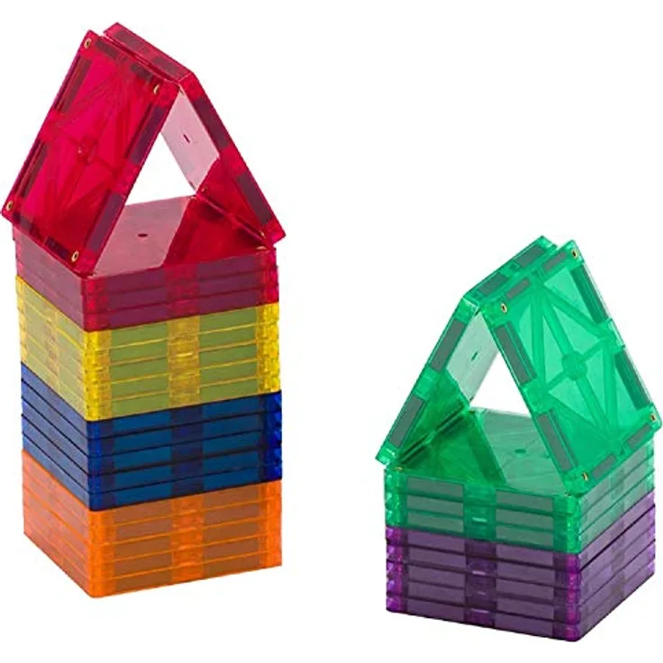 Playmags Starter Kit - 30 Stück Squares Set: Jetzt mit stärkeren Magneten, Robust, Super-Durable Magnetic Fliesen mit Vivid Farben entfernen STEM Spielzeug für Kinder