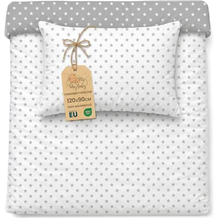 Totsy Baby Kinderbettwäsche Set 90x120 cm, Oeko-Tex zertifiziert, Wendebettbezug mit Reißverschluss und Kissenbezug 40x60 cm für Jungen und Mädchen, hautfreundliche Baumwolle – Bild 1