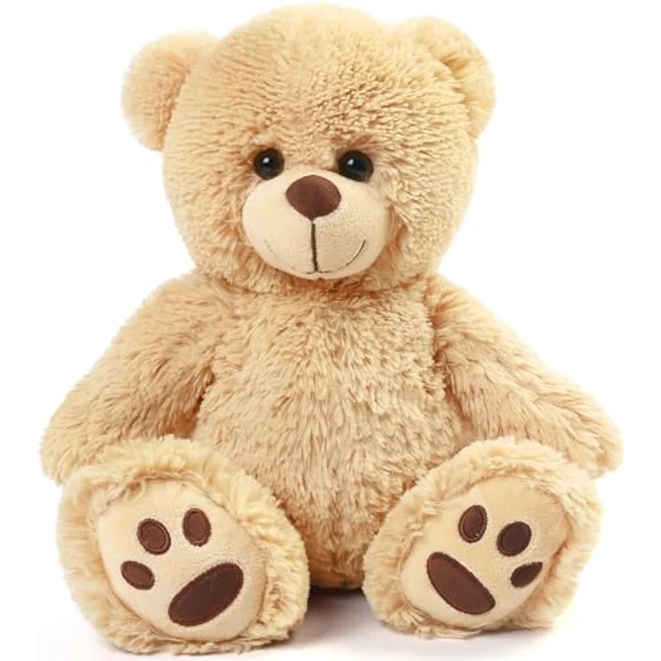 LotFancy Teddybär Plüschtier 38 cm, hellbrauner Teddy Bär, kuscheliges Stofftier für Kinder, ideales Geschenk zum Geburtstag und Valentinstag – Bild 1