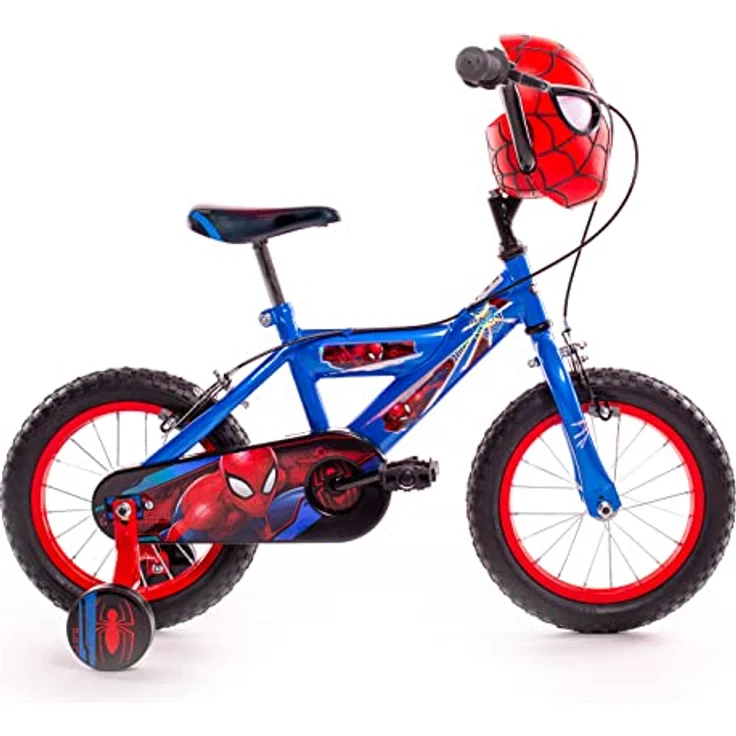 Huffy Offizielle Jungen Spiderman Fahrrad 14 Zoll Rad mit Spiderman Maske Lenker, blau – Bild 2