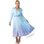 Rubie's Offizielles Disney Frozen 2 Elsa Deluxe Kleid, Kostüm für Erwachsene, Damengröße XS (34-36), blau mit Pailletten und Organza-Umhang