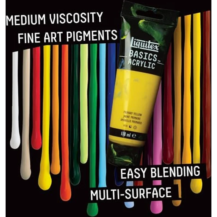 Liquitex Basics Acrylfarbe Bronzegelb, 118ml Tube, lichtecht, mittlere Viskosität, seidenglänzend, monopigmentiert, Archivqualität – Bild 6