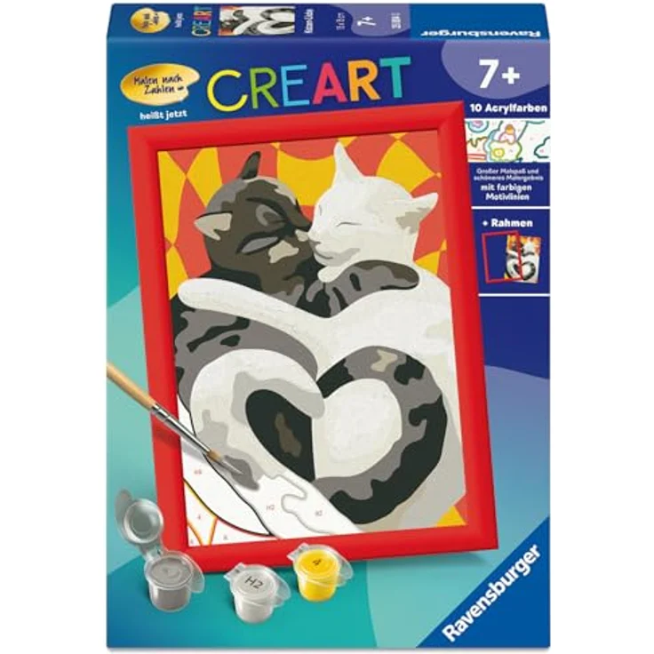 Ravensburger Malen nach Zahlen CreArt Katzen-Liebe, Malset mit 10 Acrylfarben, Made in Europe – Bild 3