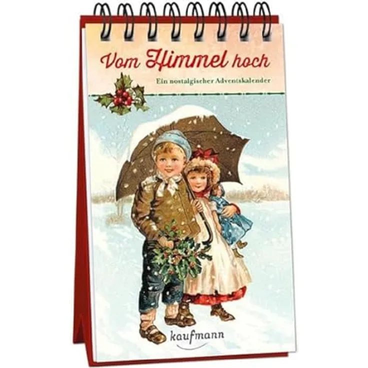 Kaufmann Nostalgischer Adventskalender "Vom Himmel hoch" mit weihnachtlichen Illustrationen und Geschichten, aufstellbar