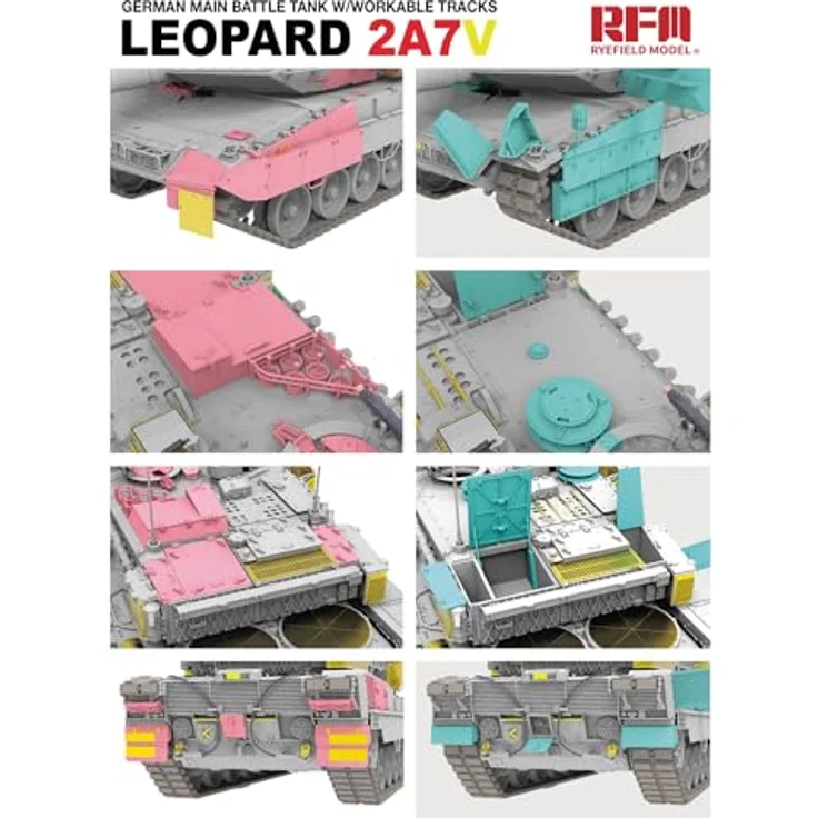 Rye Field Model Leopard 2A7V, German Main Battle Tank mit funktionalen Ketten, detaillierte Nachbildung – Bild 5