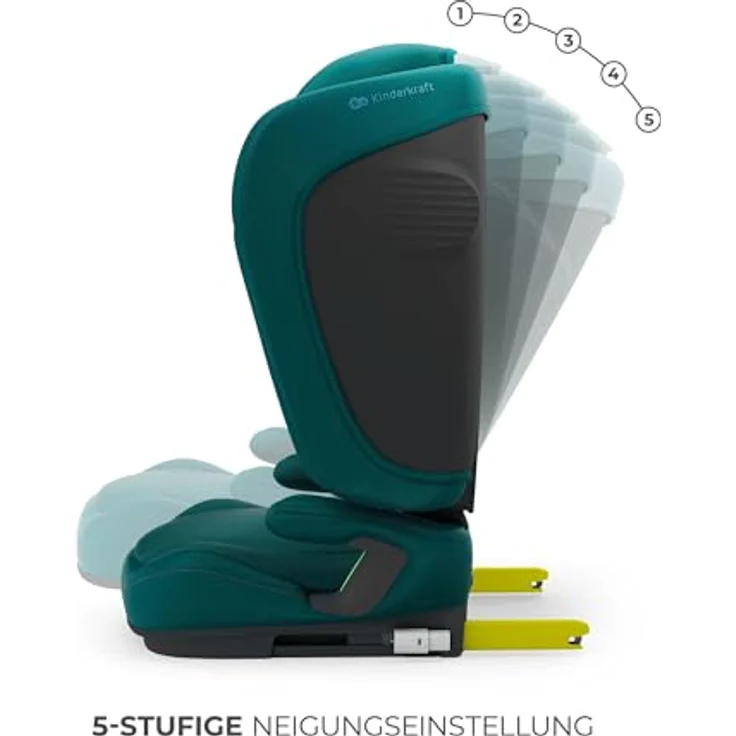 KinderKraft Unity 2 I-Size, Kindersitz mit ISOFIX, 5-fach verstellbarer Rückenlehne, erweiterter Seitenaufprallschutz, Air FLOW Belüftungssystem, faltbares Design, GRÜN – Bild 2