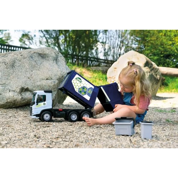 Lena® WORXX Müllwagen Volvo FMX, 52 cm Spielzeug-LKW mit Hebemechanismus, Mülltonne, 3-Achser mit Stahlachsen, TÜV Zertifiziert, ab 3 Jahren, Indoor & Outdoor, Made in Europe – Bild 6