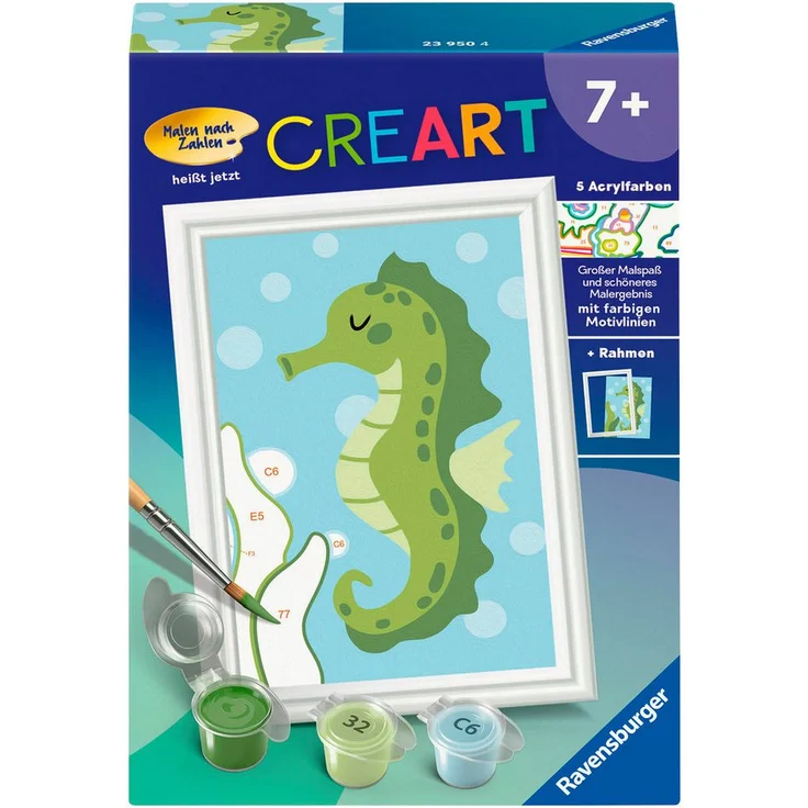 Ravensburger Malen nach Zahlen CreArt, Fröhliches Seepferdchen, Acrylfarben inklusive, Made in Europe, FSC® - schützt Wald - weltweit – Bild 1