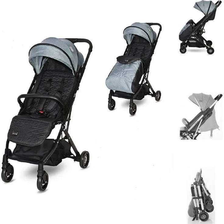Lorelli Kinder-Buggy Kinderwagen Myla, Aluminiumrahmen Korb Fußsack klappbar mit Zusatzgriff, Grau - Preisvergleich
