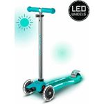 Micro Maxi Micro Glow LED Kinderroller, höhenverstellbarer Lenker 67-91 cm, aqua mint, geeignet für Kinder ab 5 Jahren, 50 kg max. Belastbarkeit