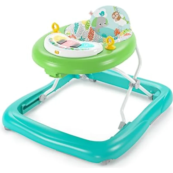 Bright Starts, Tiny Trek 2-in-1 Baby Aktivität Lauflernhilfe mit Spielzeugstation, verstellbarer Höhe und leicht faltbarem Rahmen, Dschungel Ranken Alter 6 Monate+ – Bild 2
