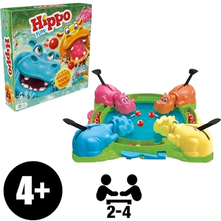 Hasbro Gaming Hippo Flipp Brettspiel, Spiel ums verrückte Murmelmampfen, für Vorschulkinder, bunt – Bild 2